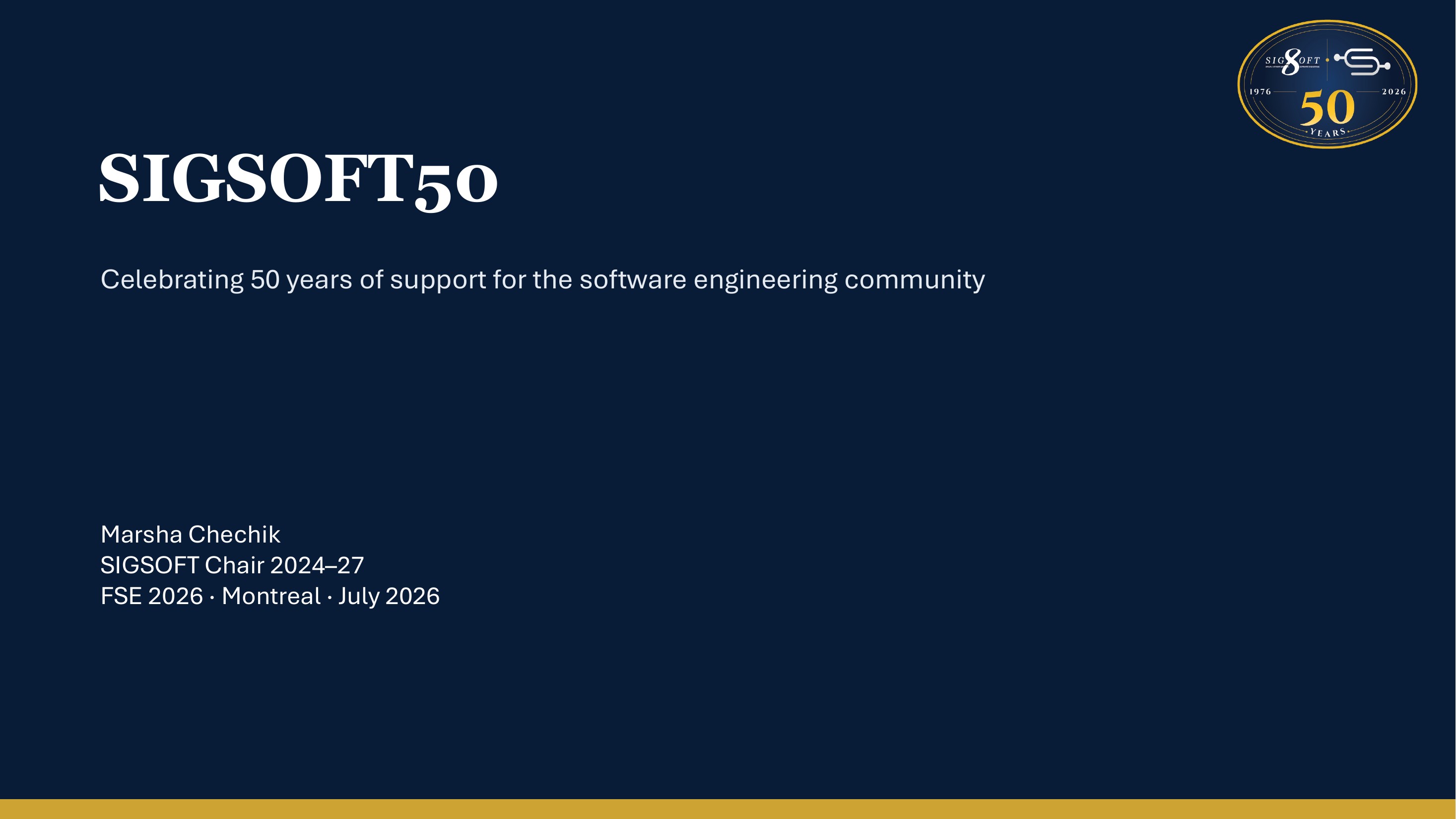 SIGSOFT50 anniversary celebration opening slide